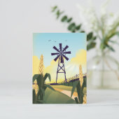 Farmyard en windmolen briefkaart (Staand voorkant)