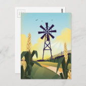 Farmyard en windmolen briefkaart (Voorkant / Achterkant)