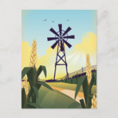 Farmyard en windmolen briefkaart (Voorkant)