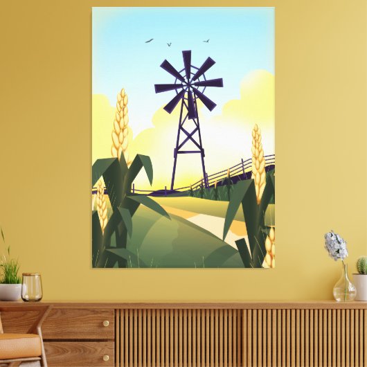 Farmyard en windmolen canvas afdruk (Insitu (Woonkamer))