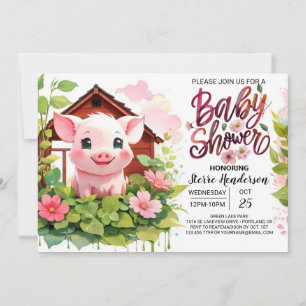 Farmyard Fiesta bij Piggy's Pink Baby shower Kaart