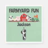 Farmyard Fun 1e Verjaardag Boerderij Dier Kinder F Servet (Voorkant)