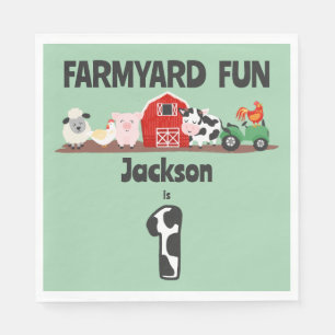 Farmyard Fun 1e Verjaardag Boerderij Dier Kinder F Servet