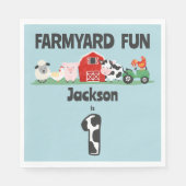 Farmyard Fun 1e Verjaardag Boerderij Dier Kinder F Servet (Voorkant)