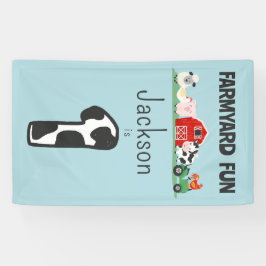 Farmyard Fun 1e Verjaardag Boerderij Dierlijke Kin Spandoek