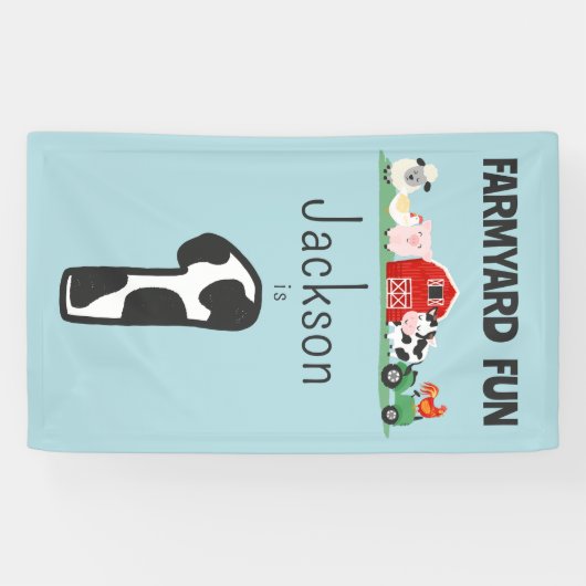 Farmyard Fun 1e Verjaardag Boerderij Dierlijke Kin Spandoek (Horizontaal)