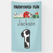 Farmyard Fun 1e Verjaardag Boerderij Dierlijke Kin Spandoek (Verticaal)