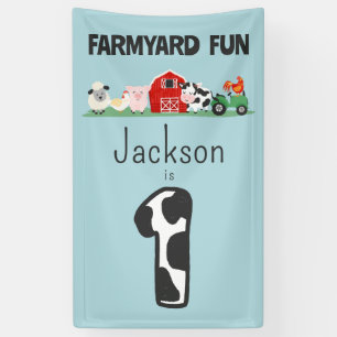 Farmyard Fun 1e Verjaardag Boerderij Dierlijke Kin Spandoek