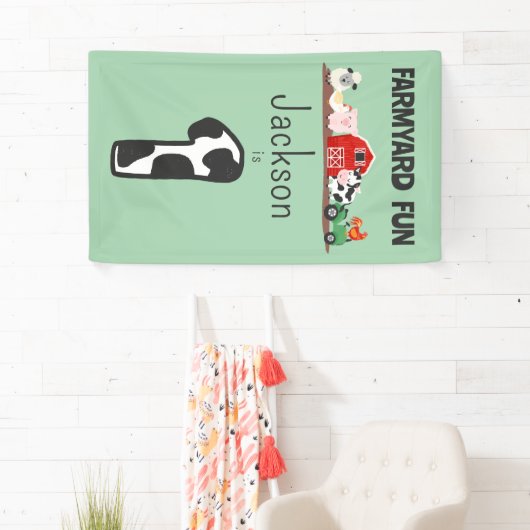 Farmyard Fun 1e Verjaardag Boerderij Dierlijke Kin Spandoek (Insitu)