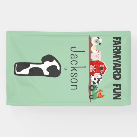 Farmyard Fun 1e Verjaardag Boerderij Dierlijke Kin Spandoek (Horizontaal)