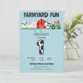 Farmyard Fun 1e Verjaardag Boerderij Kaart (Staand voorkant)