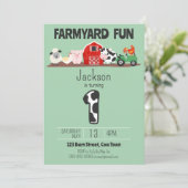 Farmyard Fun 1e Verjaardag Boerderij Kaart (Staand voorkant)