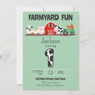 Farmyard Fun 1e Verjaardag Boerderij Kaart