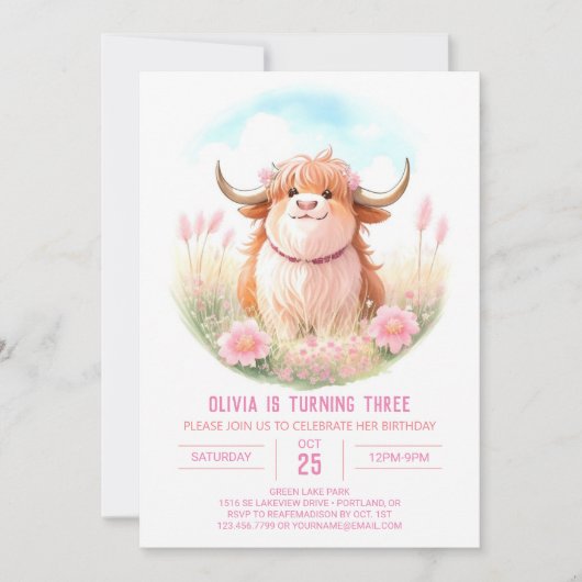 Farmyard Fun Highland Koe Kaart (Voorkant)