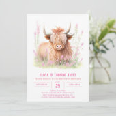 Farmyard Fun Highland Koe Meisje Verjaardag Kaart (Staand voorkant)