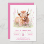 Farmyard Fun Highland Koe Meisje Verjaardag Kaart (Voorkant / Achterkant)