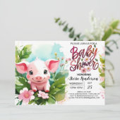 Farmyard Fun Pig Boho Baby shower Kaart (Staand voorkant)