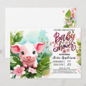 Farmyard Fun Pig Boho Baby shower Kaart (Voorkant / Achterkant)