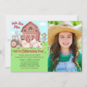 Farmyard Girl Birthday Photo – Cute Barn Animals  Kaart (Voorkant)