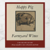Farmyard Happy Pig Sjabloon Wine Label Wijn Etiket (Enkel label)