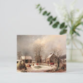 Farmyard in de winter briefkaart (Staand voorkant)