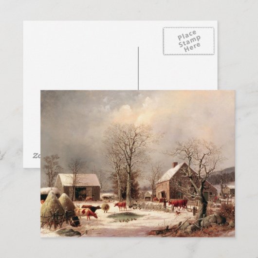 Farmyard in de winter briefkaart (Voorkant / Achterkant)