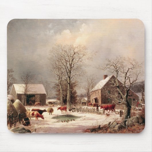 Farmyard in de winter muismat (Voorkant)