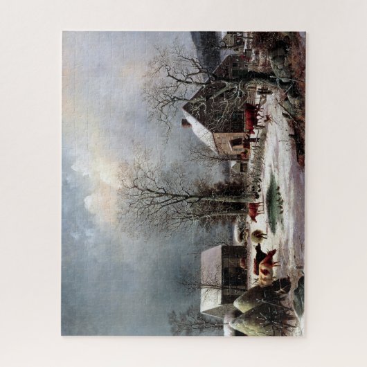 Farmyard in Winter George Henry Durrie 1858 Legpuzzel (Verticaal)