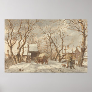 Farmyard in Winter - Jacob Cats Fine Art Poster