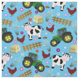Farmyard Koe Pattern Stof