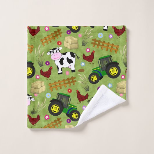 Farmyard Koe Scene Bad Handdoek (Wasdoekje)