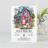 Farmyard Koe Waterverf Verjaardag Kaart (Staand voorkant)