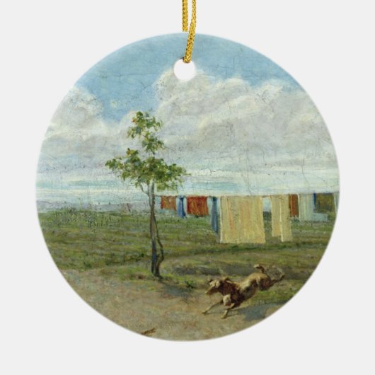 Farmyard (olie op doek) keramisch ornament (Voorkant)
