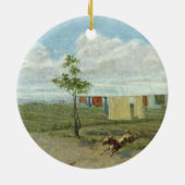 Farmyard (olie op doek) keramisch ornament (Achterkant)