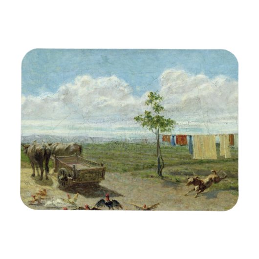 Farmyard (olie op doek) magneet (Horizontaal)