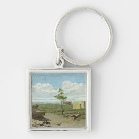 Farmyard (olie op doek) sleutelhanger (Voorkant)