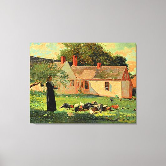 Farmyard Scene, beroemd kunstwerk van Winslow Home Canvas Afdruk (Voorkant)