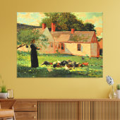 Farmyard Scene, beroemd kunstwerk van Winslow Home Canvas Afdruk (Insitu (Woonkamer))