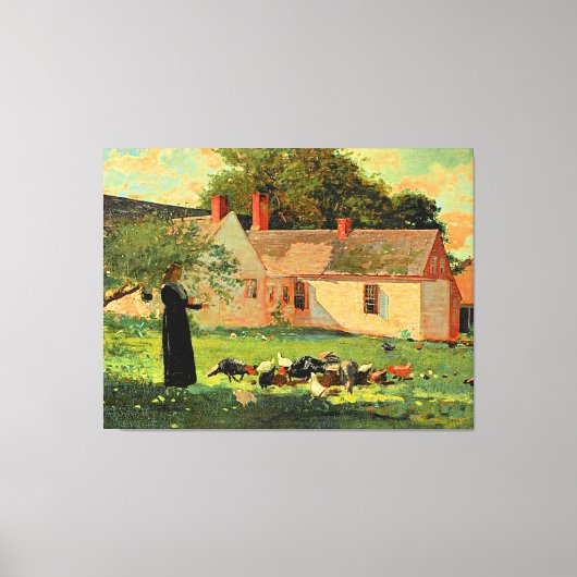 Farmyard Scene, beroemd kunstwerk van Winslow Home Canvas Afdruk (Voorkant)