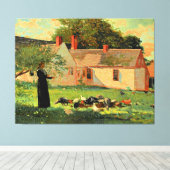Farmyard Scene, beroemd kunstwerk van Winslow Home Canvas Afdruk (Insitu (Houten vloer))