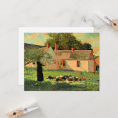 Farmyard Scene, beroemd kunstwerk van Winslow Home Kaart (Voorkant / Achterkant in situ)