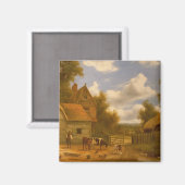 Farmyard Scene Magneet (Voorkant / Achterkant)