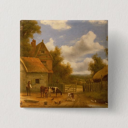 Farmyard Scene Vierkante Button 5,1 Cm (Voorkant)