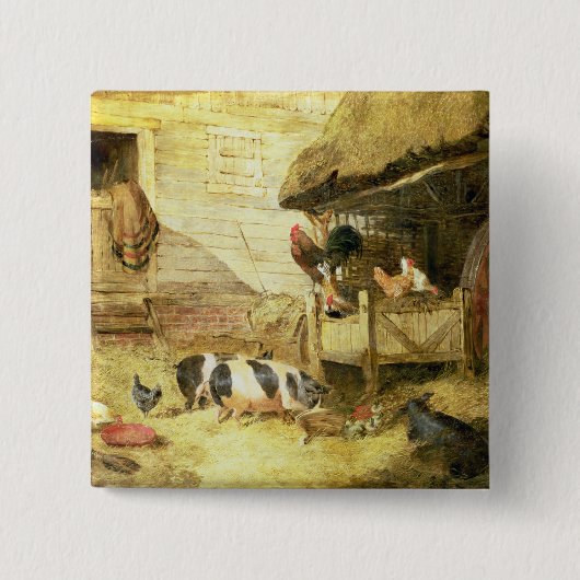 Farmyard Scene Vierkante Button 5,1 Cm (Voorkant)