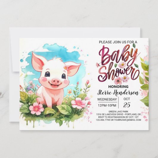 Farmyard Vrienden Varken Baby shower Kaart (Voorkant)