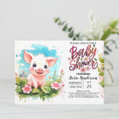 Farmyard Vrienden Varken Baby shower Kaart (Staand voorkant)