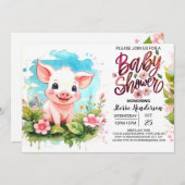 Farmyard Vrienden Varken Baby shower Kaart (Voorkant / Achterkant)