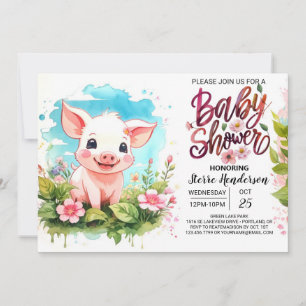 Farmyard Vrienden Varken Baby shower Kaart