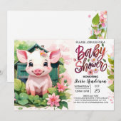 Farmyard Vrienden Varken Waterverf Baby shower Kaart (Voorkant / Achterkant)
