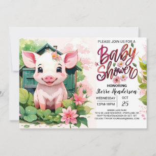 Farmyard Vrienden Varken Waterverf Baby shower Kaart